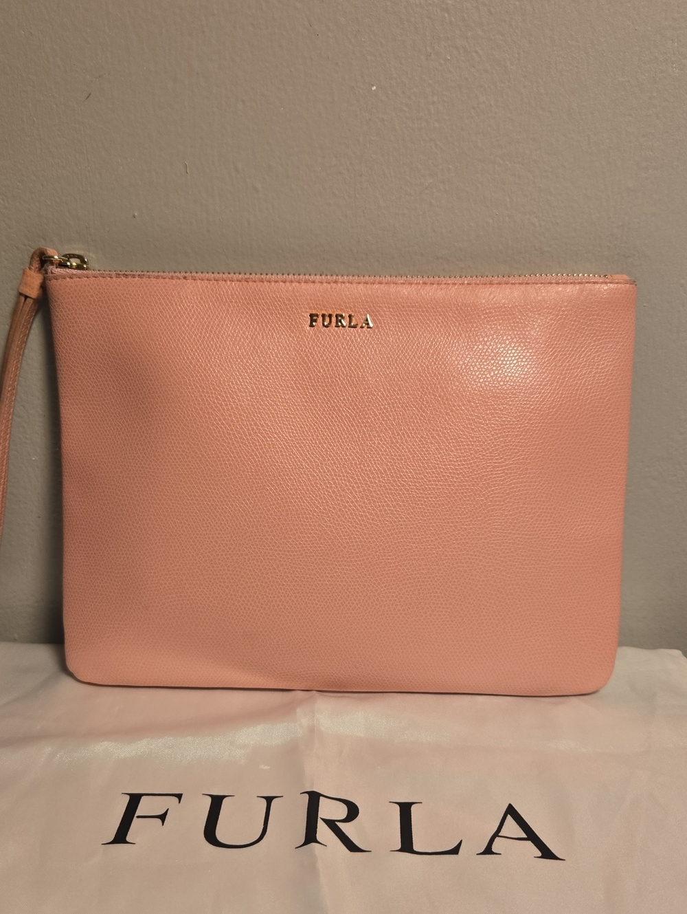 Furla Blush Pink Leather Wristlet Clutch